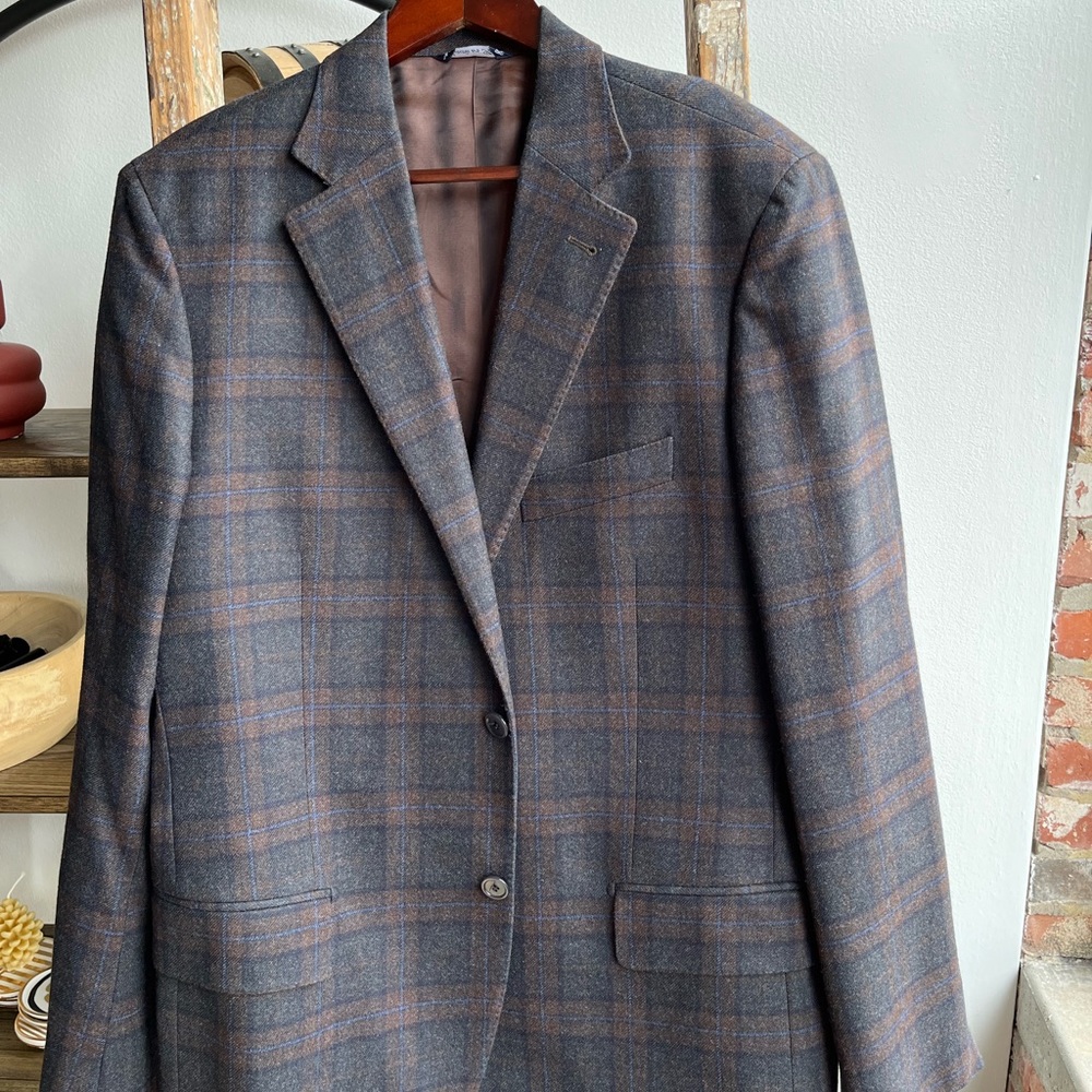Sartore Italian Wool 46R Plaid Jacket
